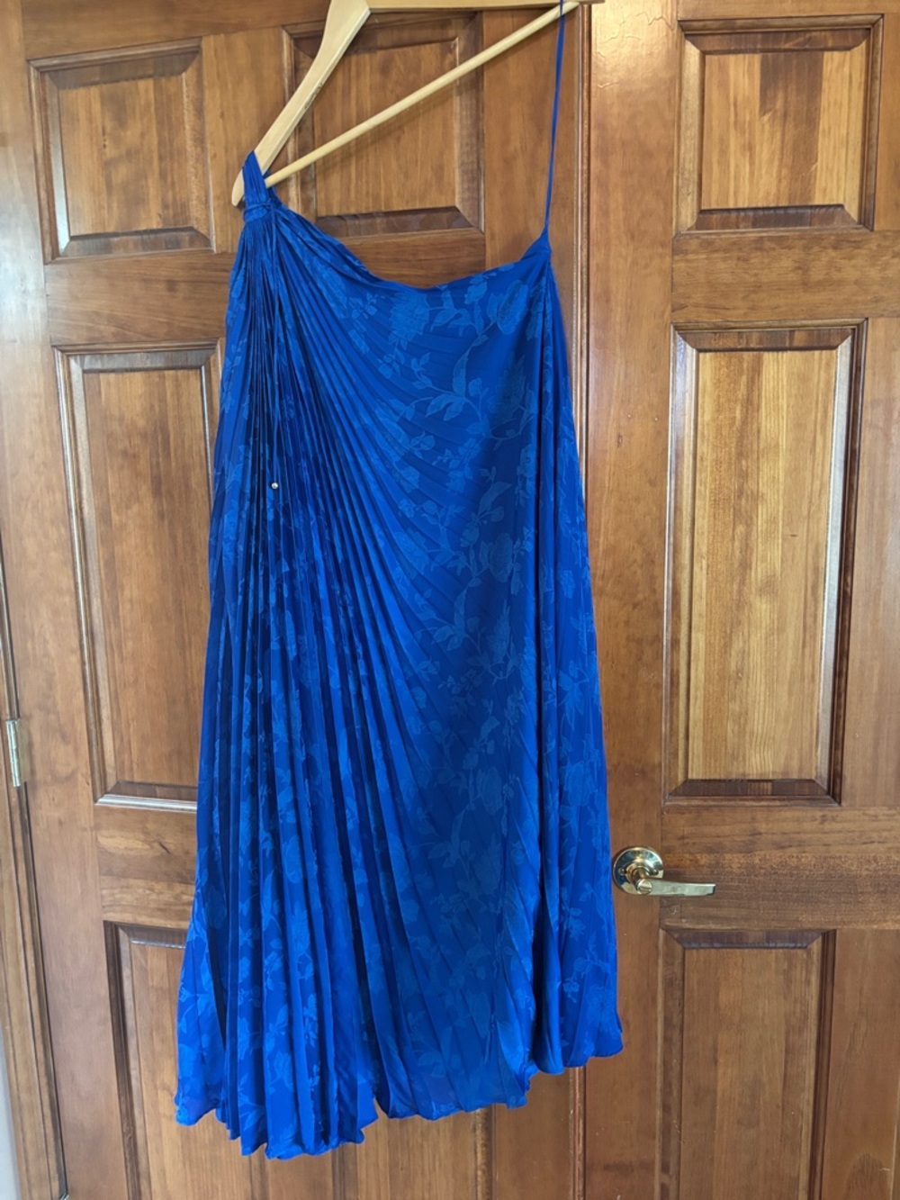 Banana Republic Electric Blue One-Shoulder Pleated Dress
